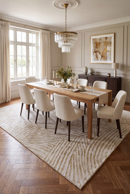 Hand Tufted Wool Area Rug, Modern Abstract Beige Cream Carpet