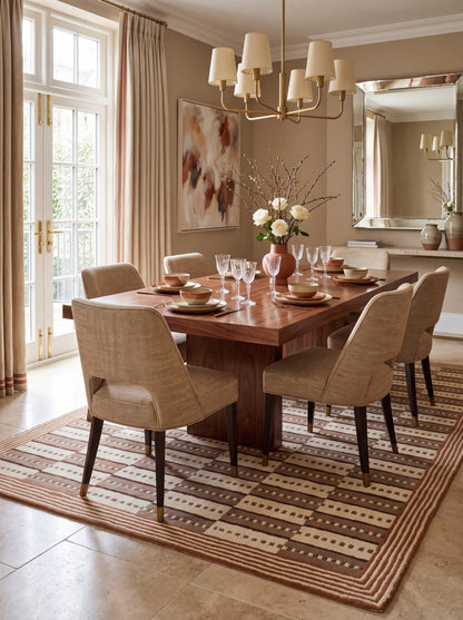 Designer Hand Tufted Wool Rug ,Brown Ivory Modern Area Rug, Bespoke Wool Carpet for UK Homes