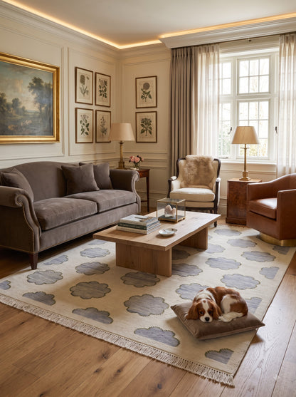 Japandi Slate Blossom Hand Knotted Rug