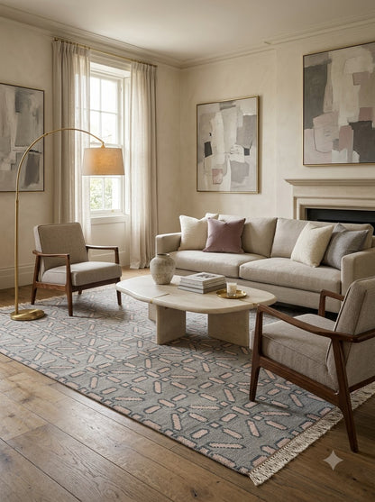 Luxury Contemporary Geometric Floor Hand Knotted rug