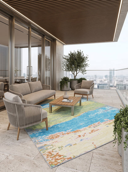 Handcrafted Contemporary Watercolor Carpet for Living Room
