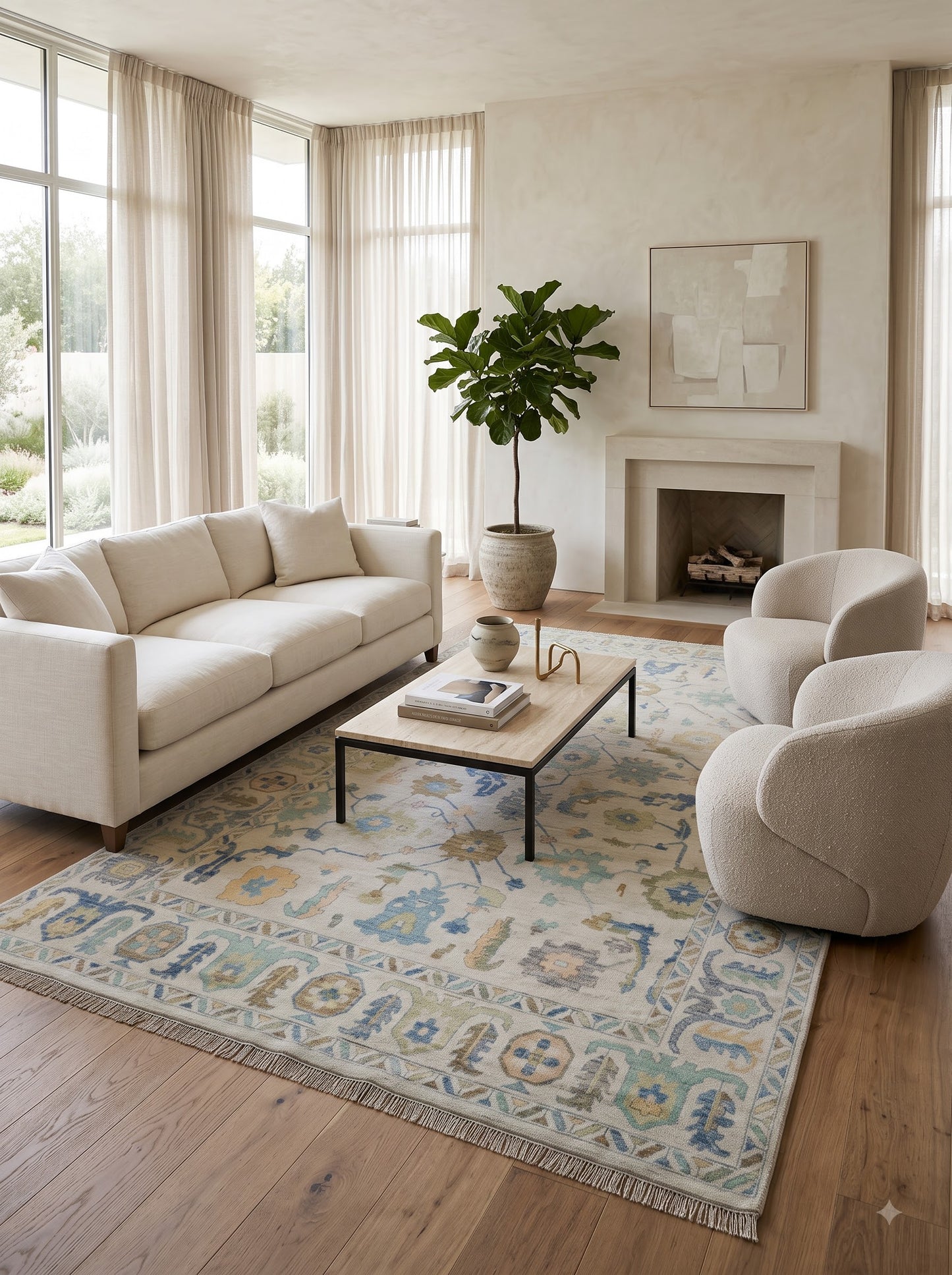 Luxury Vintage Turkish Style Custom Oushak Rug US UK