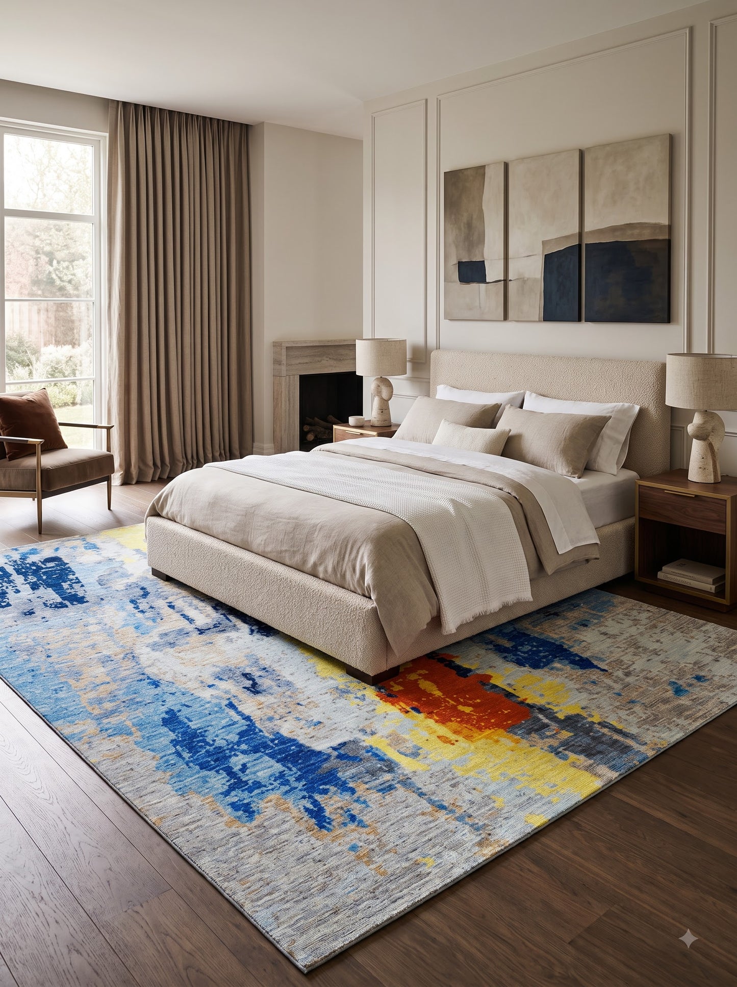 Ocean Electric Gold Abstract Custom Rug for US UK Home