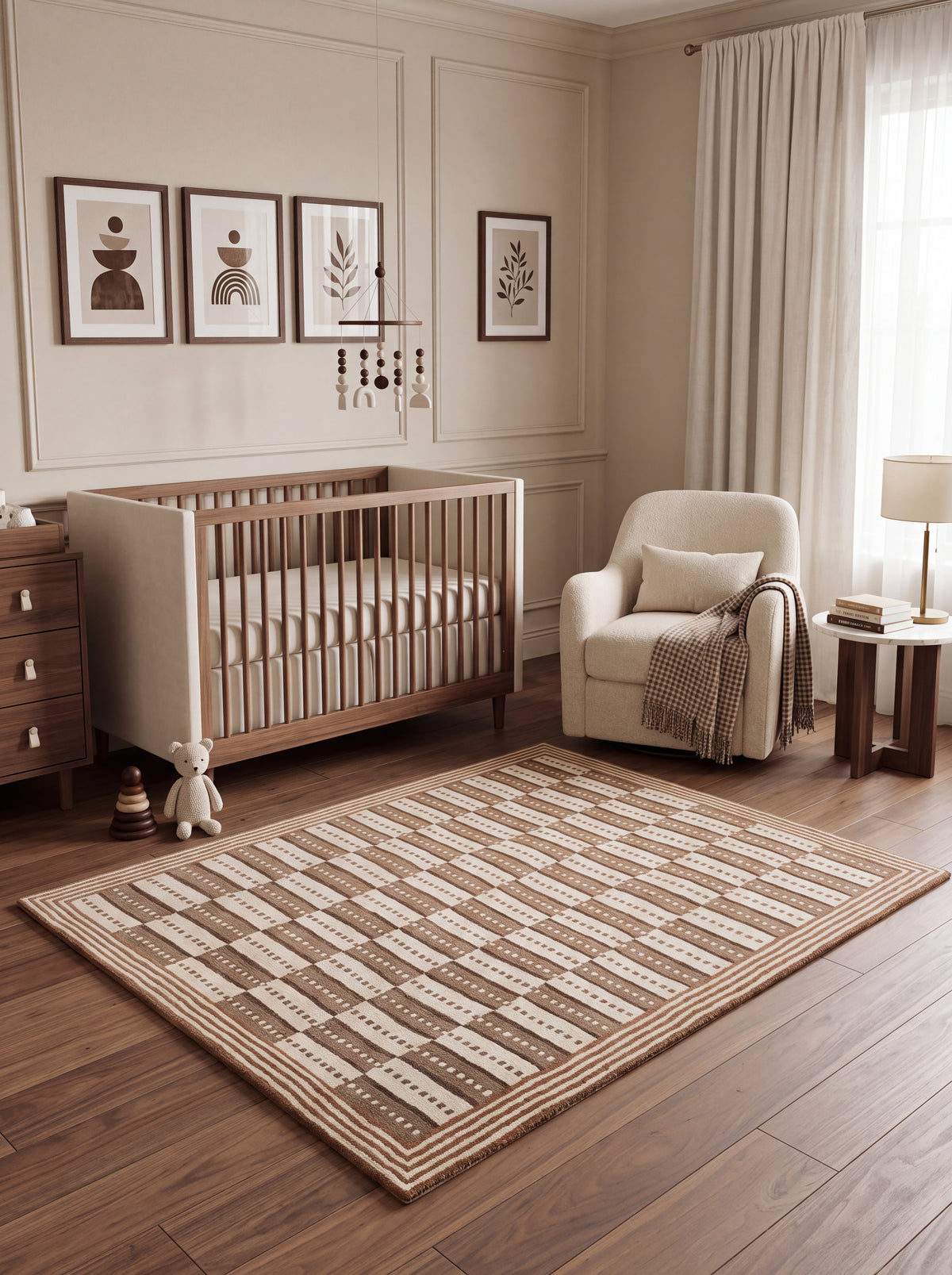 Designer Hand Tufted Wool Rug ,Brown Ivory Modern Area Rug, Bespoke Wool Carpet for UK Homes