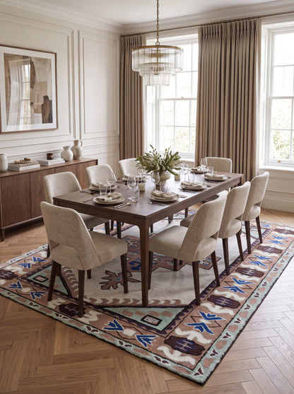 Southwestern Hand Tufted Wool Rug, Tribal Area Rug, Navajo Inspired Carpet