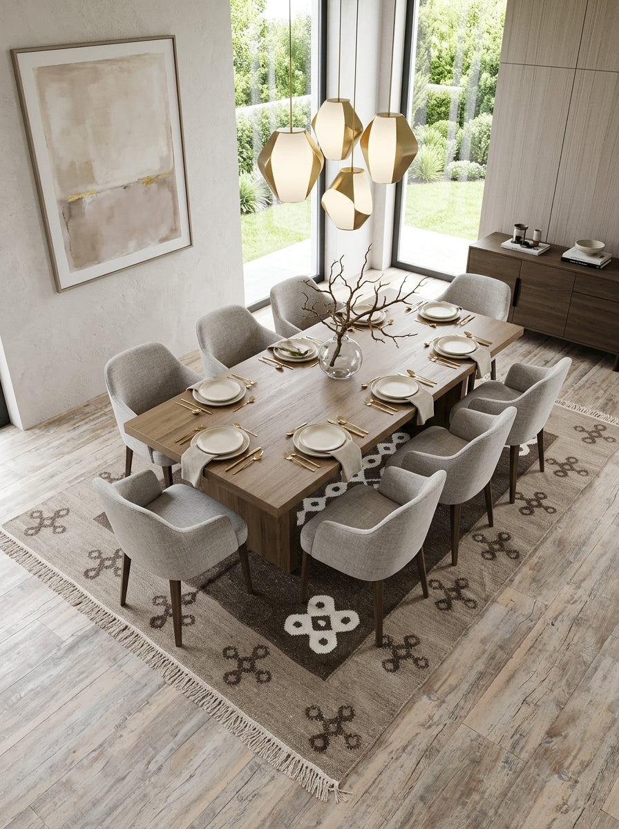 Geometric Endless Knot Medallion Flatweave Area Rug