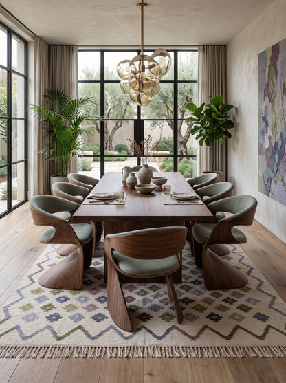 Pastel Chevron Blossom Handwoven Symmetrical Detailed Rug