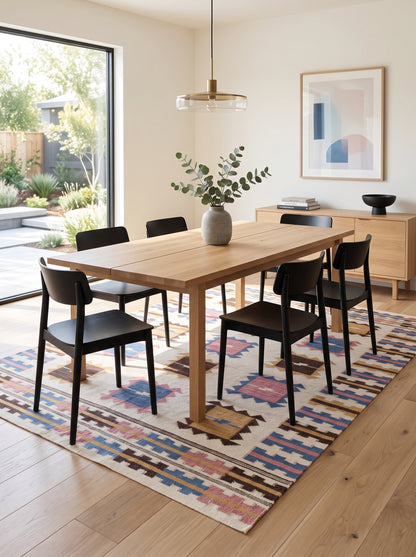 Nomadic Pastel Blocks Wool and Cotton Kilim Rug