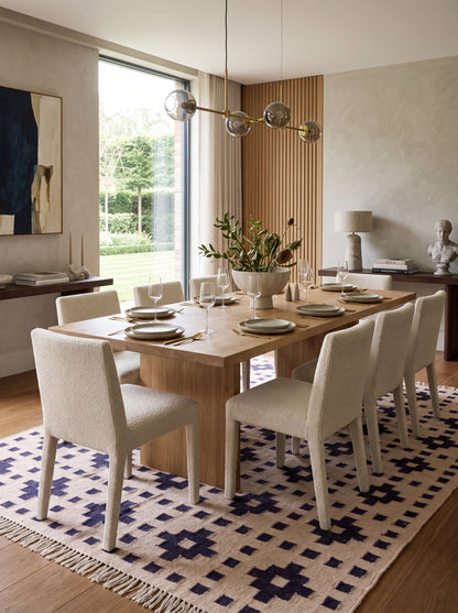 Ivory Mosaic Lattice Geometric Pattern Wool Area Rug