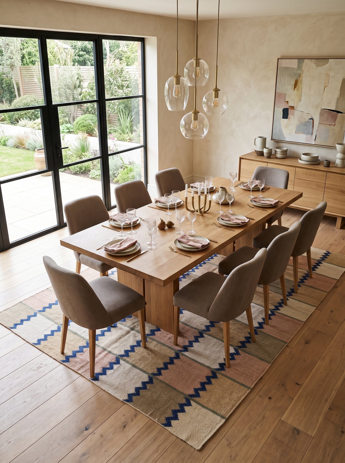 Handmade Pastel Zigzag Grid Checkered Flatweave rug