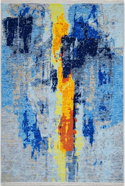 Ocean Electric Gold Abstract Custom Rug for US UK Home