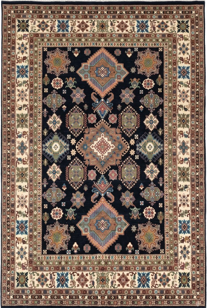 Noir Heritage Mosaic Hand Knotted Wool Area Rug