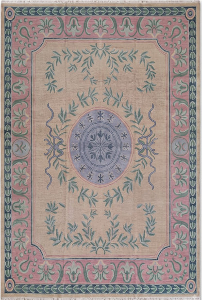 Blush Laurel Medallion Blush Pink Hand Knotted Oushak Rug