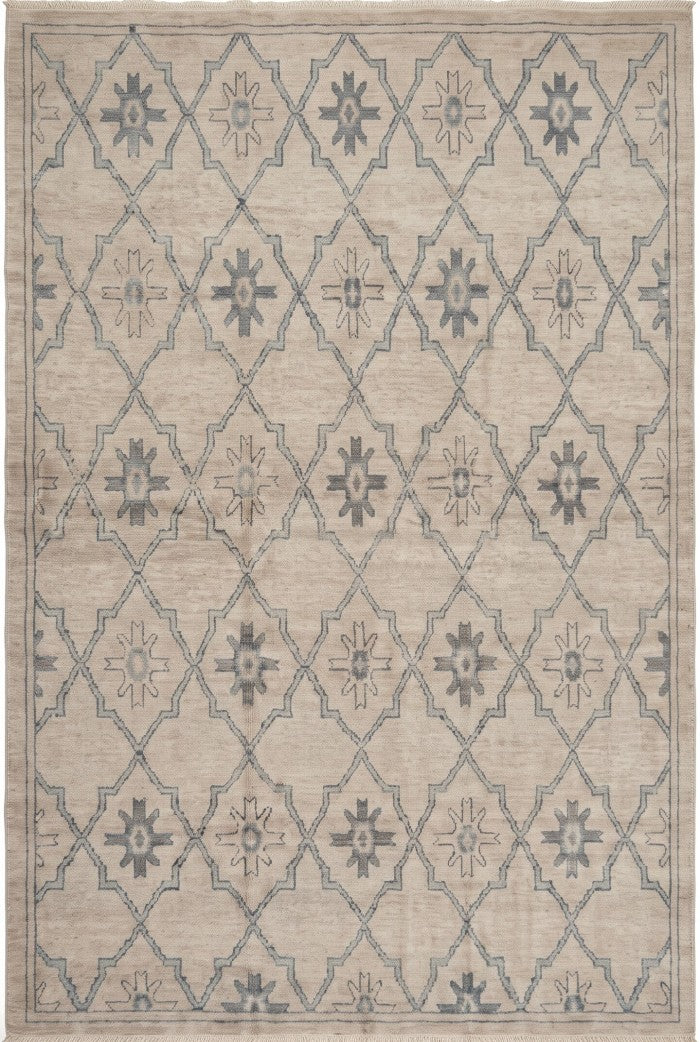 Neutral Diamond Lattice Hand Knotted Rug