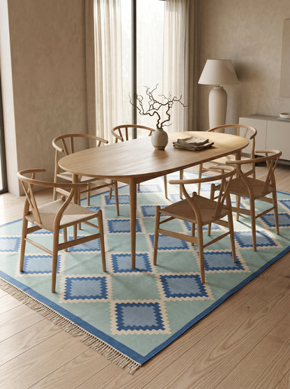 Caspian Diamond Seafoam Green & Sky Blue Geometric Area Rug