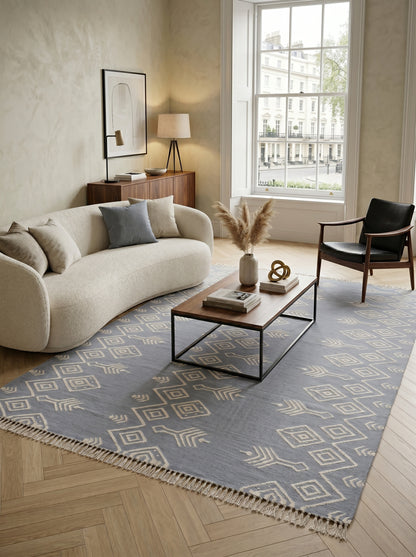 Modern Ikat Geometric Accent Carpet Scandi Boho Home Decor Rug