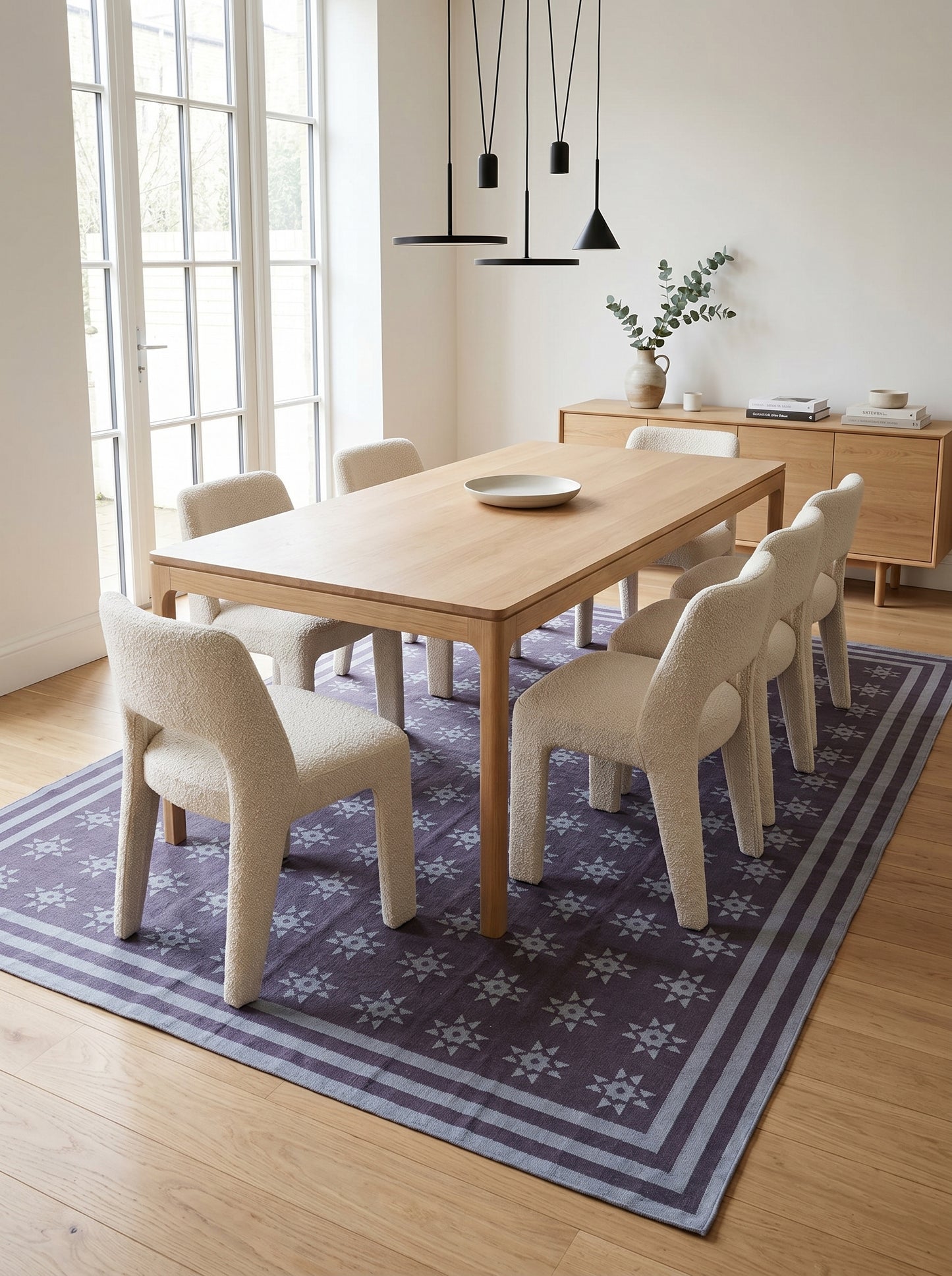 Mauve Lavender Geometric Starburst Area Rug