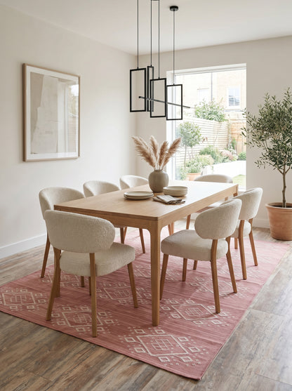 Blush Pink Southwestern Geometric Diamond Flatweave rug