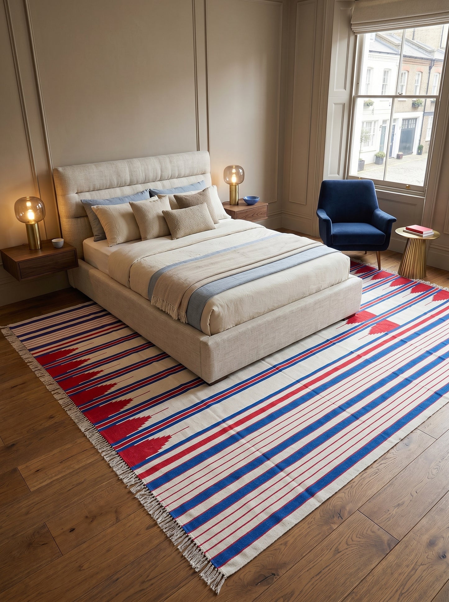 Horizontal Stripe Americana Floor Rug for Living Room Bedroom