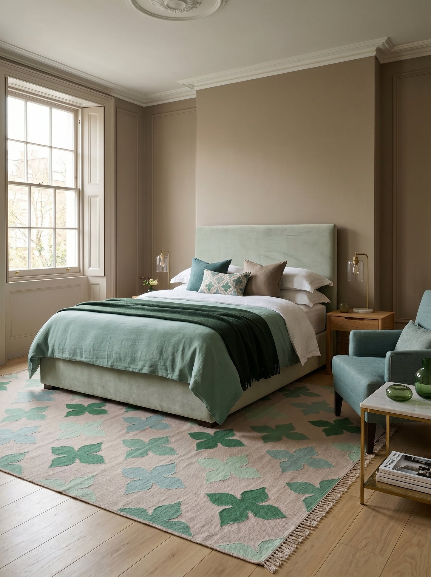 Muted Pink and Mint Green Flat Weave Rug Aesthetic Grandmillennial Home Decor Rug