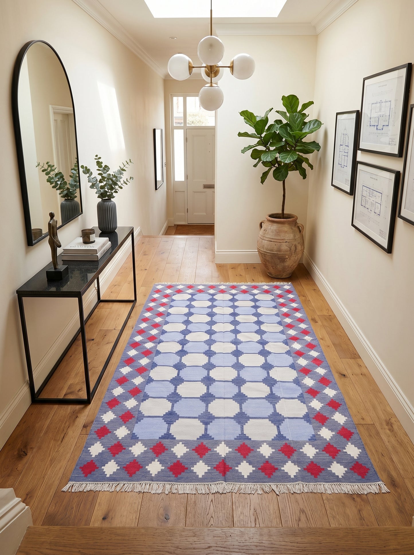 Skyline Octagon Handwoven Cotton Flatweave Dhurrie Rug