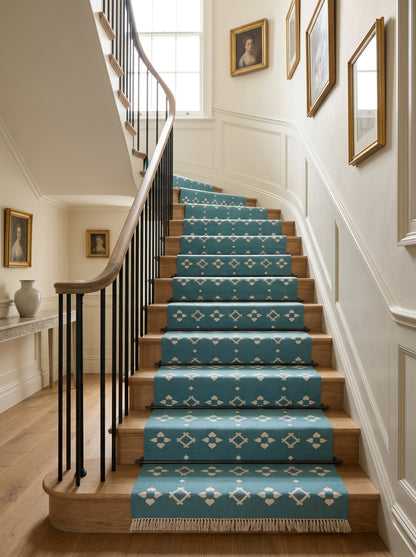 Modern Coastal Blue Aqua Turquoise Geometric Area Rug