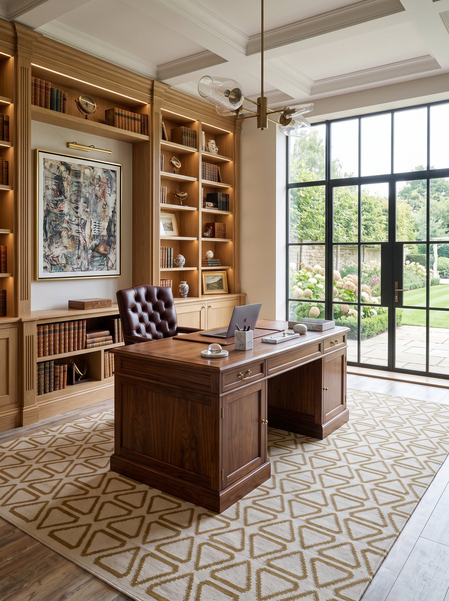 Ochre Triangle Lattice Repeating Triangle Flatweave Area Rug