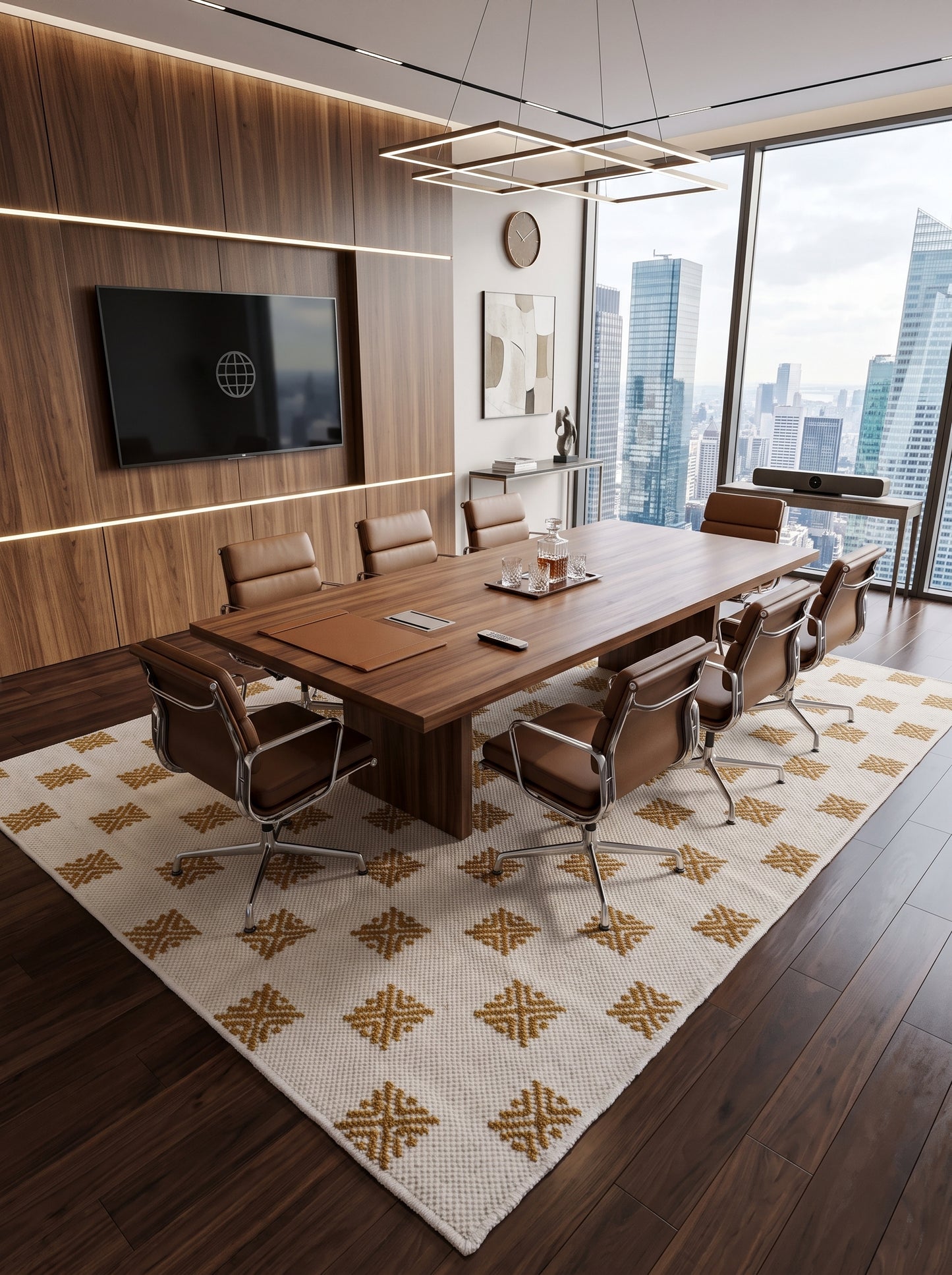Mustard Pixel Starburst Geometric Rug
