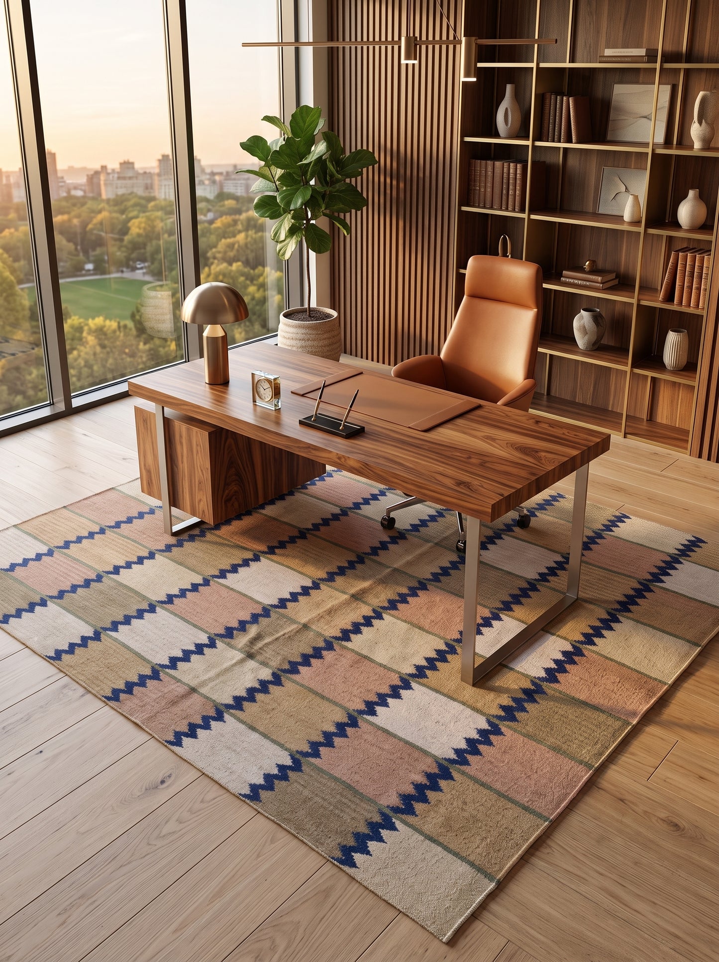 Handmade Pastel Zigzag Grid Checkered Flatweave rug