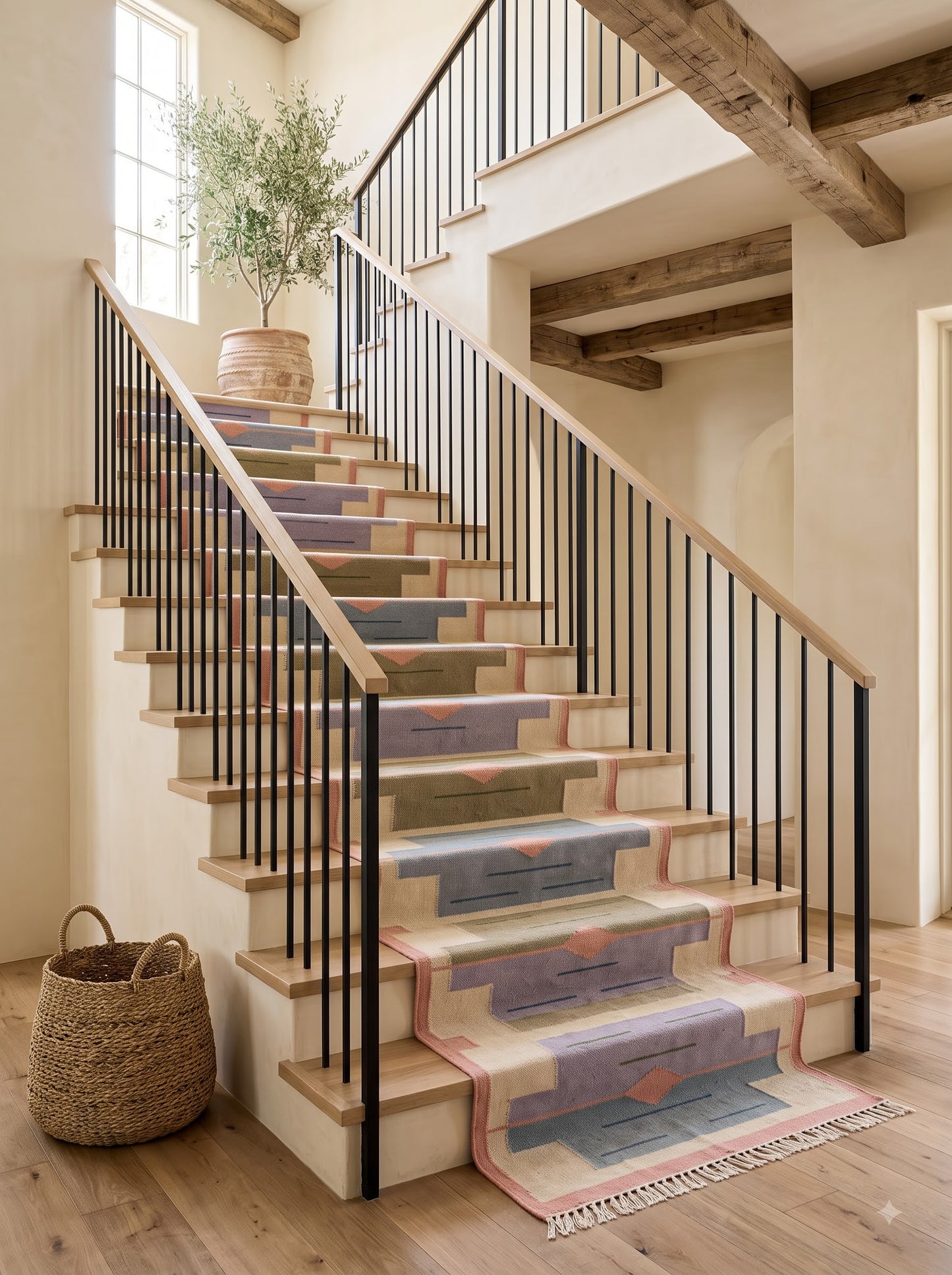 Handwoven Wool Kilim Runner Geometric Stair Rug