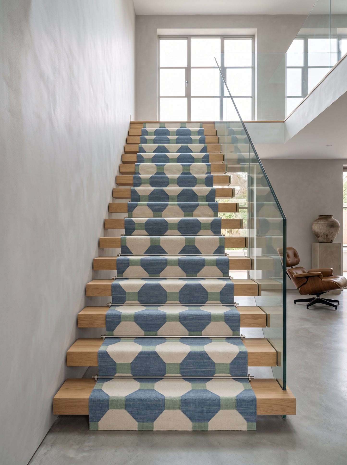 Modern Hexagon Geometric Wool Cotton Rug