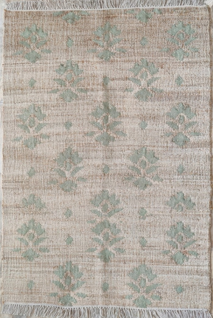 Handwoven Floral Medallion Cotton jute Rug