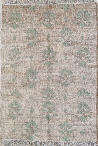 Handwoven Floral Medallion Cotton jute Rug