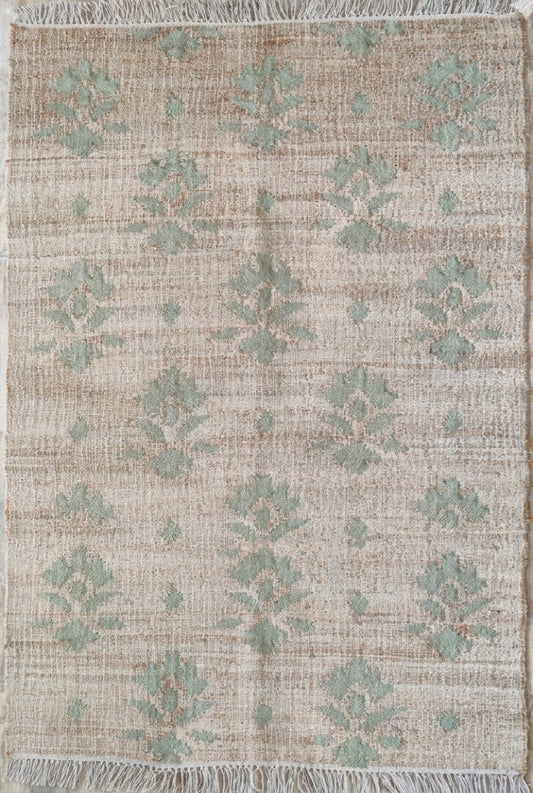 Handwoven Floral Medallion Cotton jute Rug