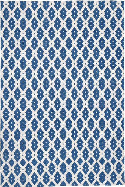 Handwoven Cotton Dhurrie Rug, Diamond Geometric Pattern Rug