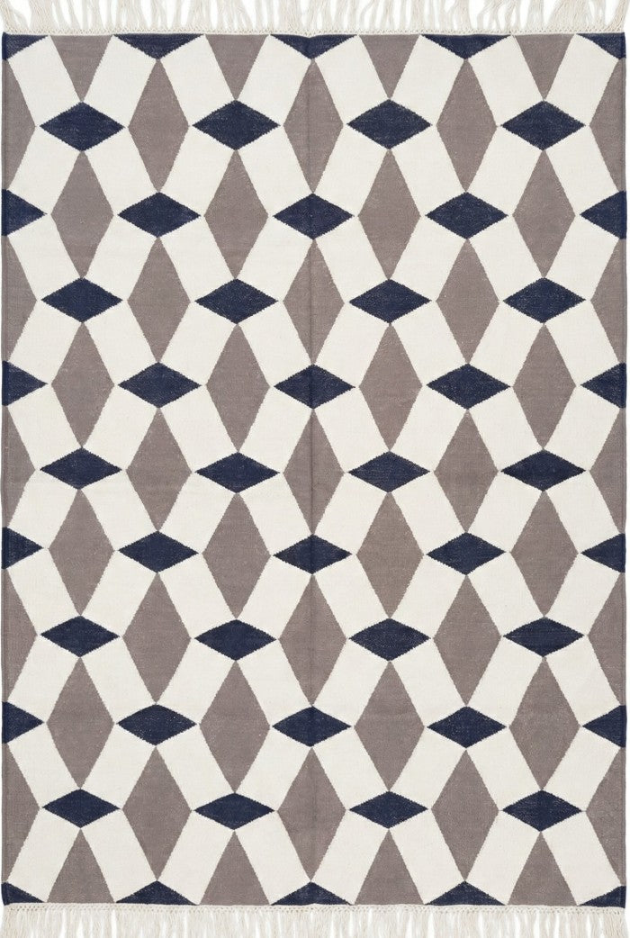 Handmade Harlequin Diamond Cotton flat weave Rug