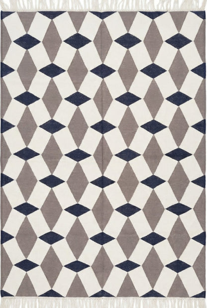 Handmade Harlequin Diamond Cotton flat weave Rug