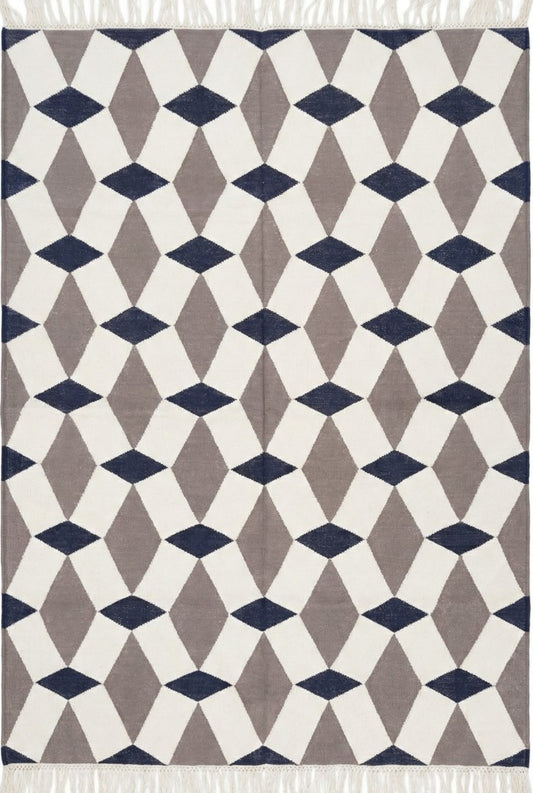 Handmade Harlequin Diamond Cotton flat weave Rug