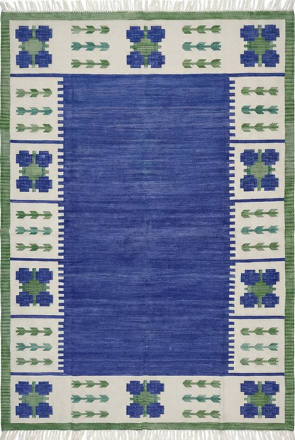 Vintage Style Indigo Cotton Rug