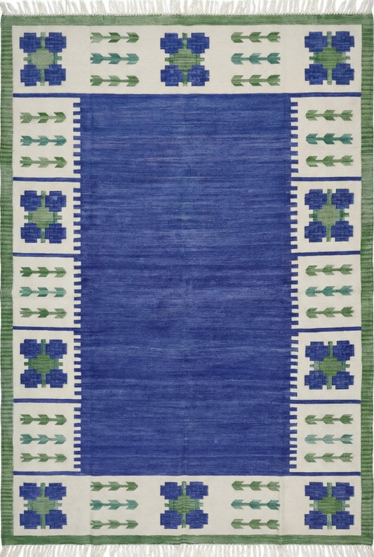 Vintage Style Indigo Cotton Rug