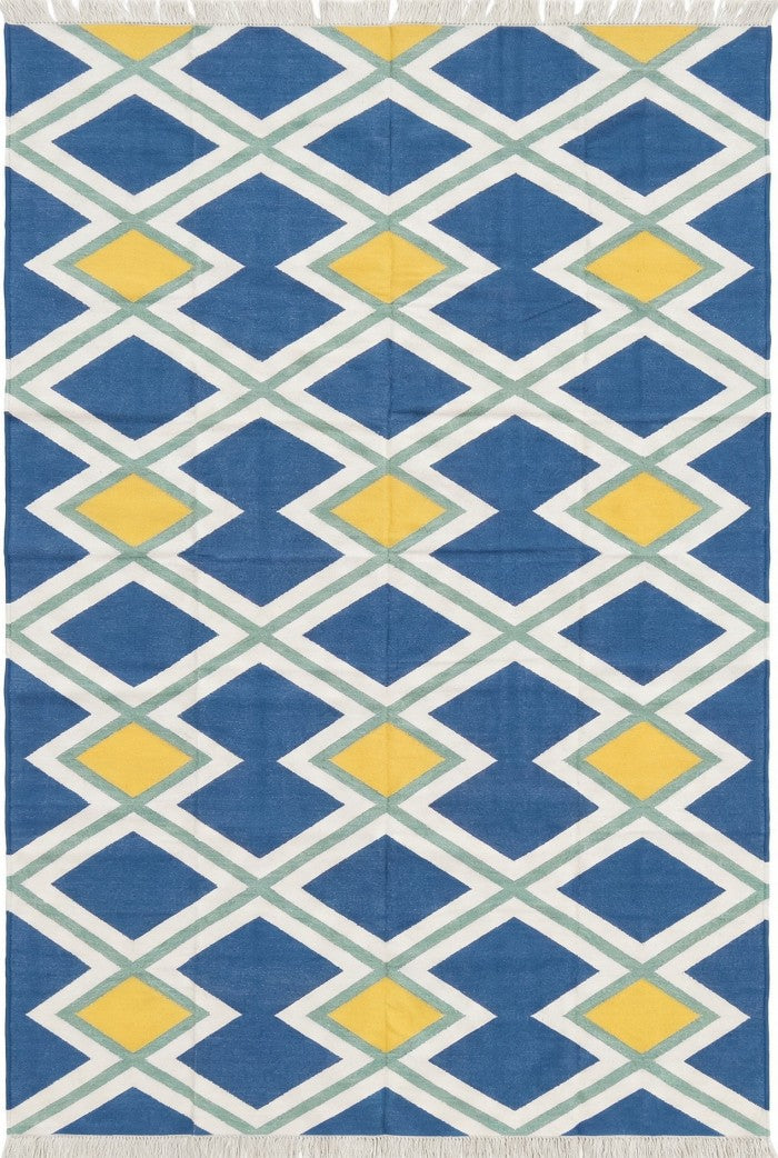 Teal Ridge Artisan Dhurrie - Reversible Nordic Style Flat Weave rug