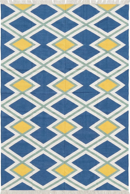 Teal Ridge Artisan Dhurrie - Reversible Nordic Style Flat Weave rug