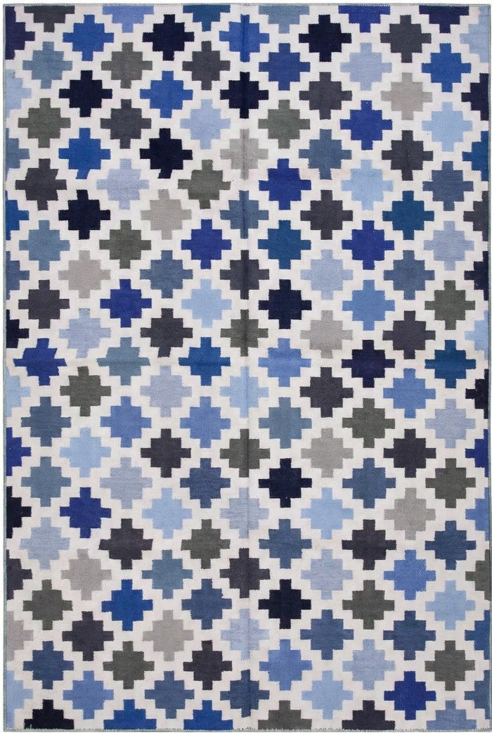 Pixel Cross Geometric Cotton Dhurries rug