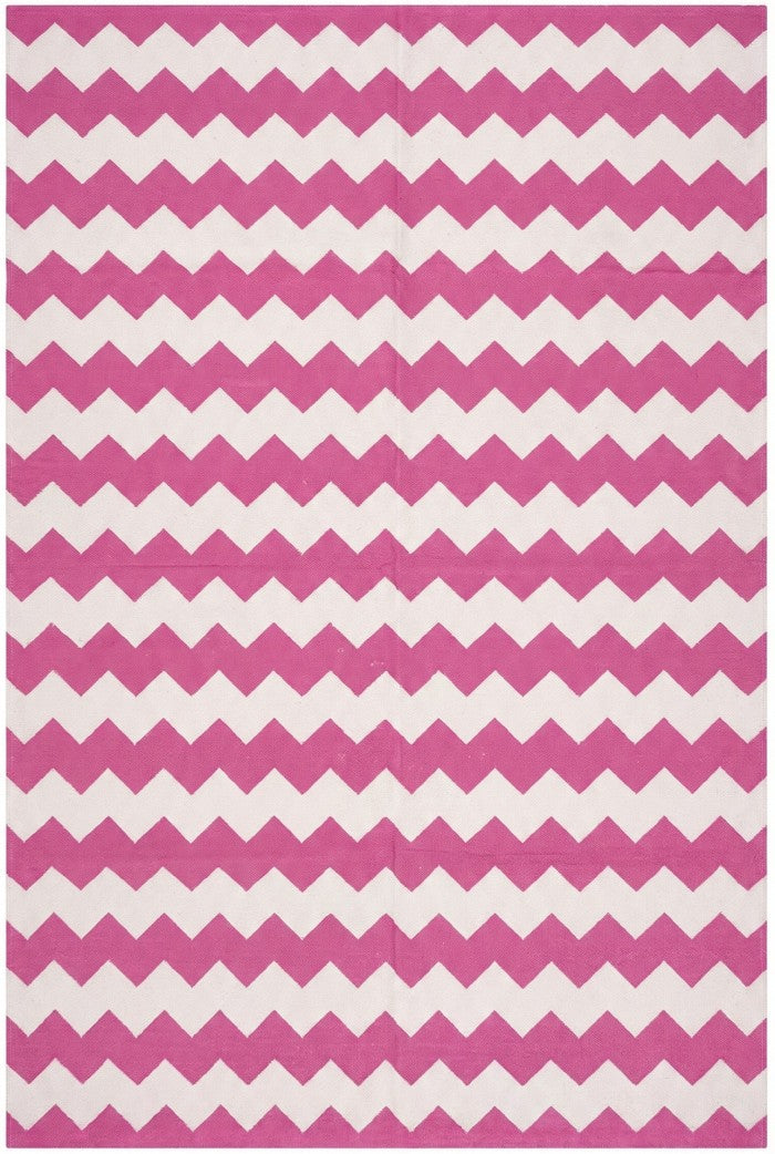 Fuchsia Pink Chevron Handwoven Cotton Rug