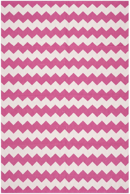 Fuchsia Pink Chevron Handwoven Cotton Rug