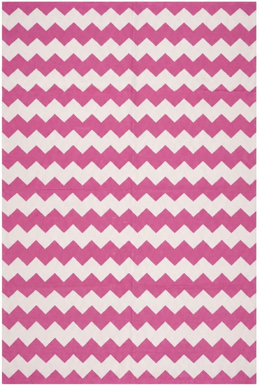 Fuchsia Pink Chevron Handwoven Cotton Rug