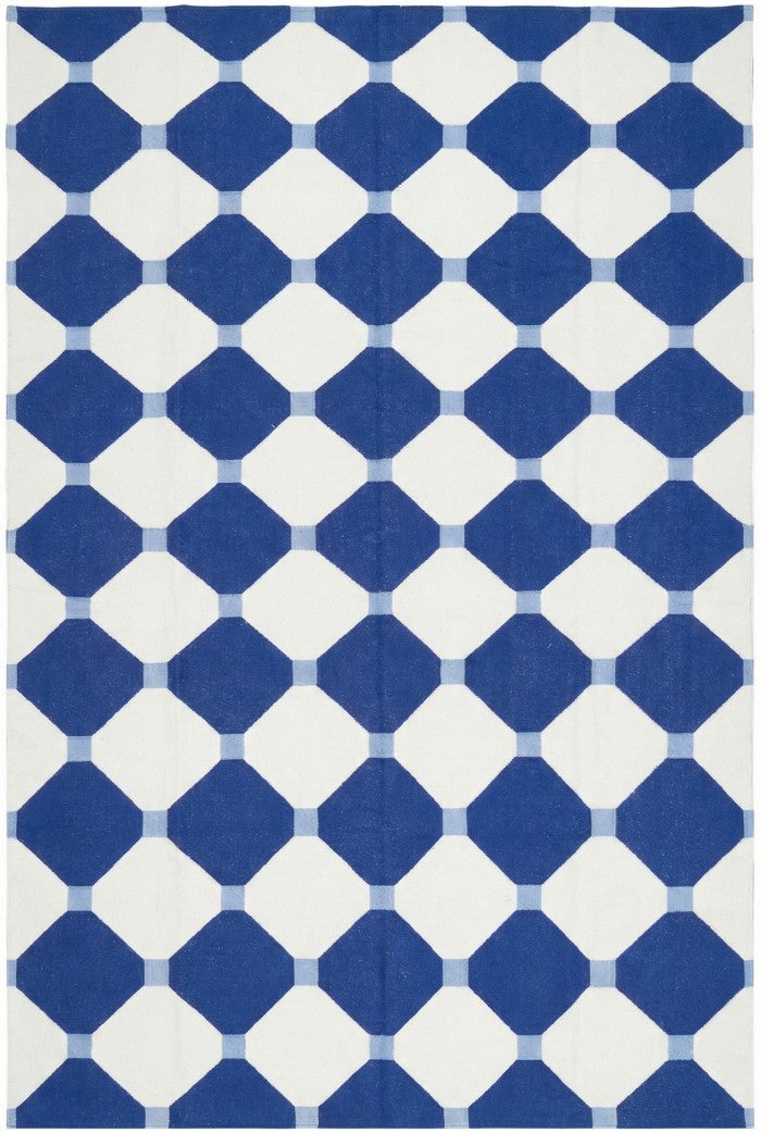 geometric octagon and diamond pattern Cotton Dhurrie Rug