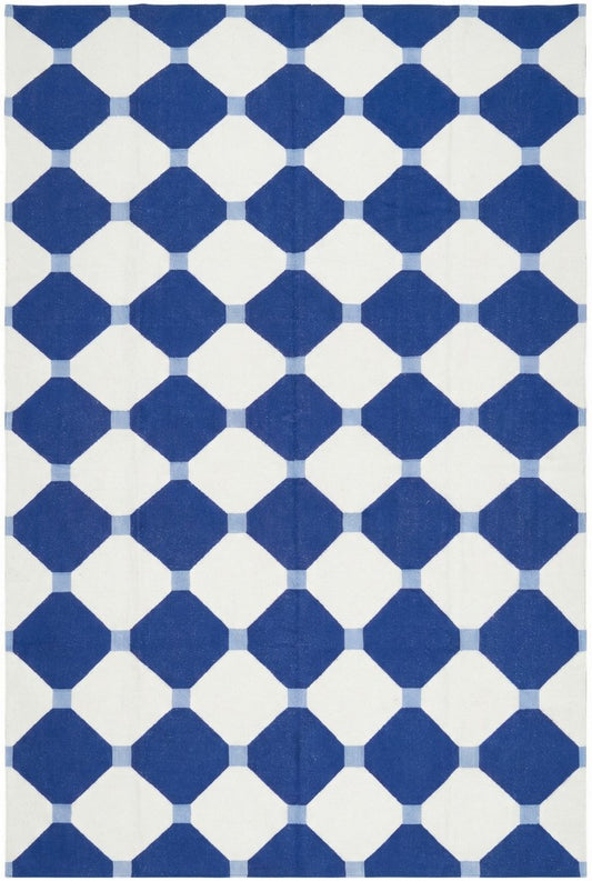geometric octagon and diamond pattern Cotton Dhurrie Rug