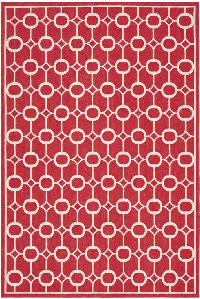 Modern Red Octagon Artisan Crafted Reversible Cotton rug