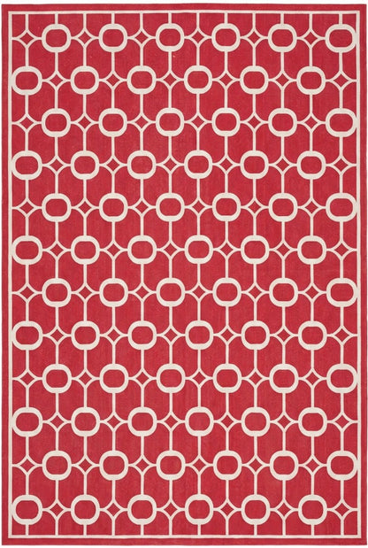 Modern Red Octagon Artisan Crafted Reversible Cotton rug